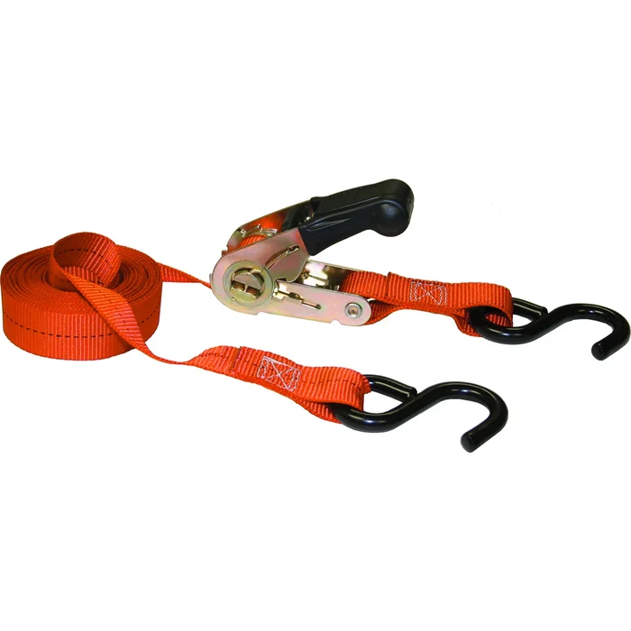 85513 Tie-down, 1 In W, 13 Ft L, Orange, 400 Lb, S-hook End Fitting