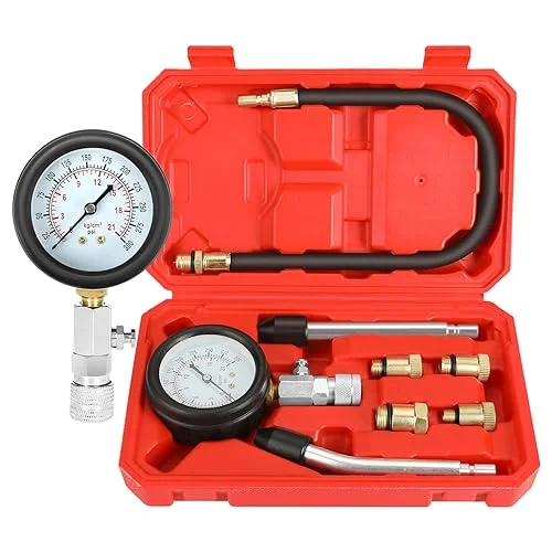 8pcs Petrol Engine Cylinder Compression Tester Kit, Small Engine Compression Tester Automotive Tool Gauge 0-300PSI Automotive Tool Gauge