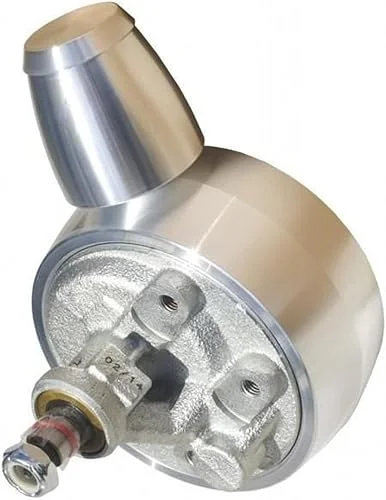 9600 Clear Powder Coated Billet Aluminum Power Steering Pump with Saginaw Style Keyway