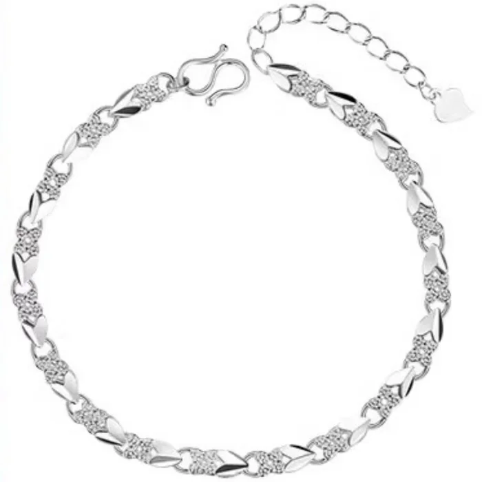 999 Sterling Silver Clover Silver Bracelet for Girls Foot Silver Light Luxury 1 Piece