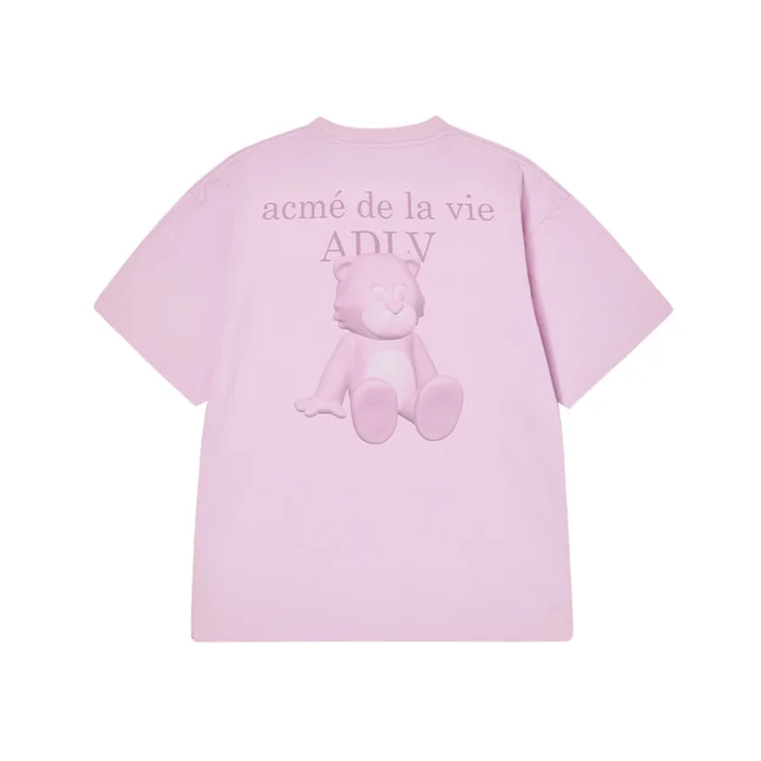 AC BEAR ONE TONE BASIC LOGO SHORT SLEEVE T-SHIRT LIGHT PINK SIZE 1