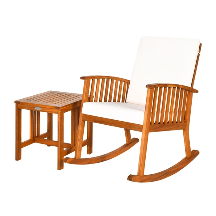 Acacia Wood Patio Rocking Chair & Coffee Table