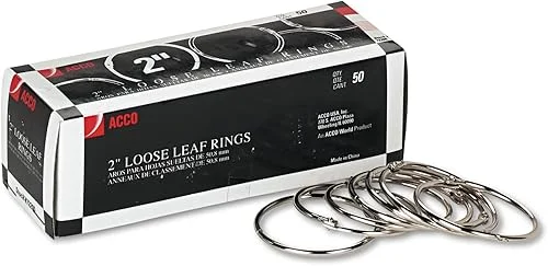 ACCO Loose Leaf Binder Rings, 2′, Silver, 50 Rings/Box (72205)