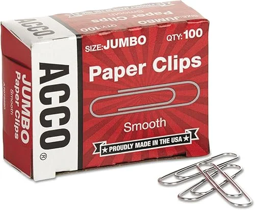 ACCO Paper Clips, Jumbo, Smooth, Economy, 10 Boxes, 100/Box (72580)