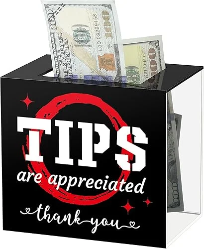 Acrylic Tip Jar for Bartender Bars 6 x 4 x 5 Inch Tip Collection Box Donation Suggestion Box Money Storage Container for Restaurants Musicians Driver