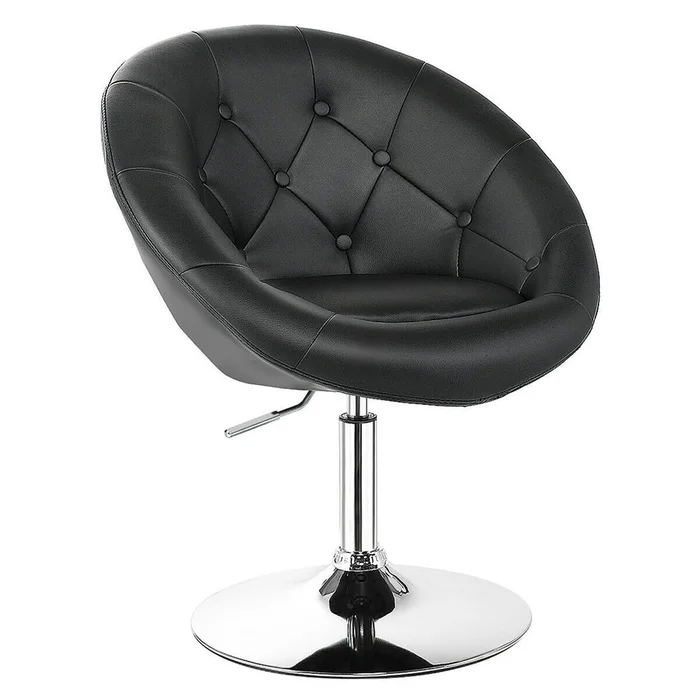 Adjustable PU Leather Swivel Chair with Round Tufted Back