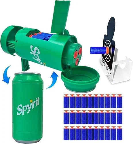 AGM MASTECH Transforming Soda Can Toy Gun – Shoots Soft Foam Darts, includes Shooting Target, Ideal Gift for Boys and Girls, Perfect for Indoor and Outdoor Play