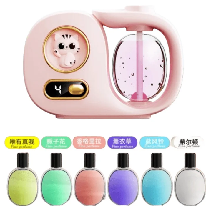Air FreshenerAutomatic Scent SprayerHome Toilet DeodoriserPink Diffuser*1+Essential Oil*6