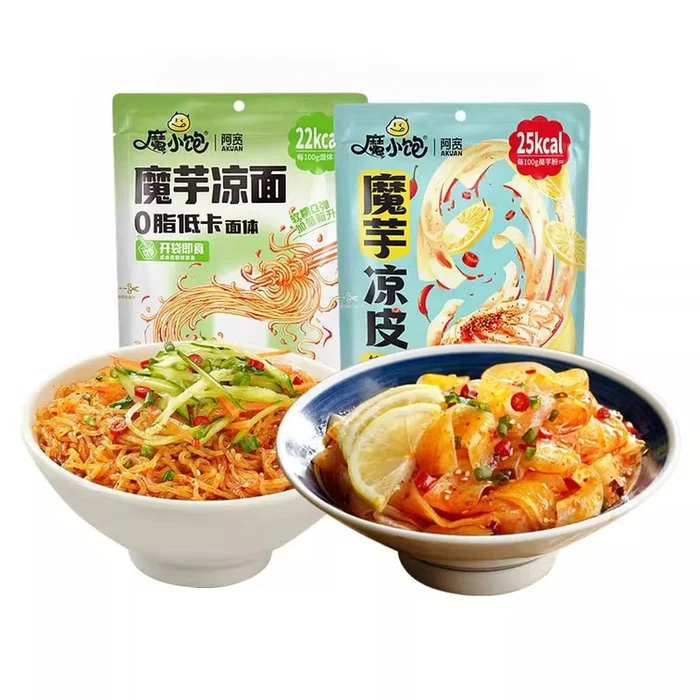 Akuan Konjac Cold Noodles and Cold Skin Combo Summer Cold Eat Dry Mix with Seasoning 520g