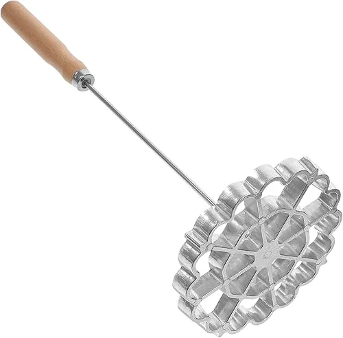Alipis Bunuelos Mold with Handle Achappam Mold Timbale Rosettes Molds Aluminum Waffle Mold Rosette Cookie Bunuelos Tool Funnel Cake Ring Flower Bunuelo Maker 12.38inch