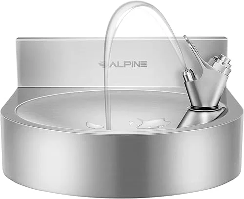 Alpine Wall Mounted Drinking Fountain, Commercial Water Fountain, Indoor & Outdoor Drinking Fountain Hydration Station, Drinking Water Fountain for School, Courts & More (Stainless Steel)