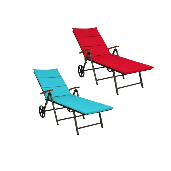 Aluminum and Rattan 5-Position Lounger