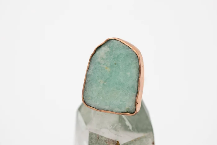Amazonite and Copper Ring (Size 8)