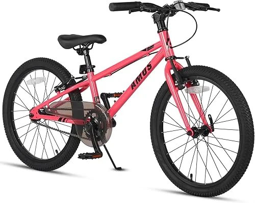 Amos 16 20 Inch Kids Road Bike for 4 5 6 7 8 9 Years Old Boys Girls, City Road Bicycle for Youth with Training Wheels & Kickstand & Dual Handbrakes, Multiple Colors