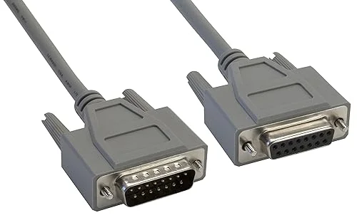 Amphenol CS-DSSMDB15MF-050 15-Pin DB15 D-Sub Cable, Shielded, Male/Female, 50', Gray