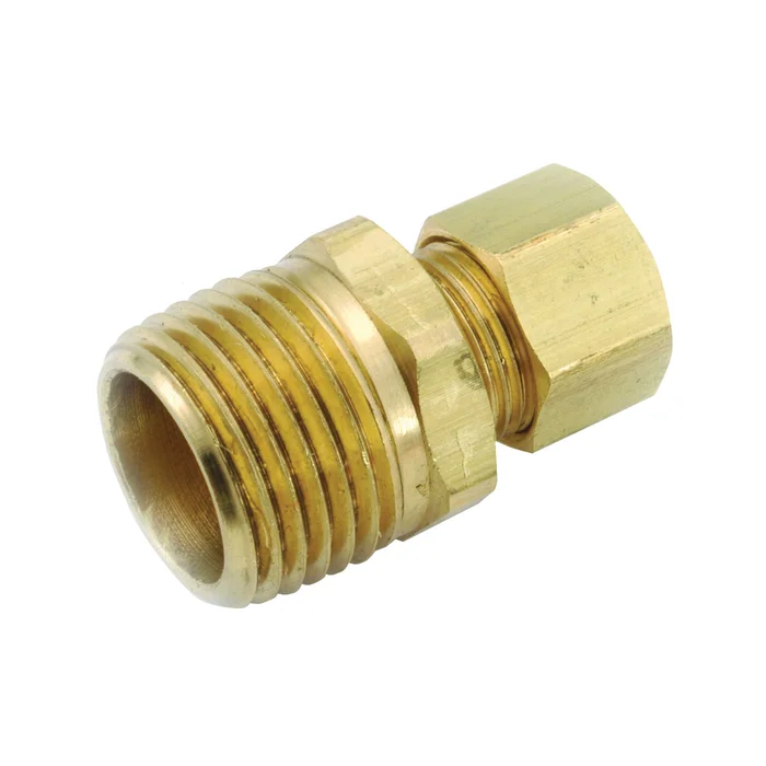 Anderson Metals 750068-0602 Pipe Connector, 3/8 x 1/8 in, Compression x MPT, Brass, 200 psi Pressure