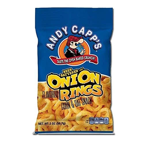 Andy Capp’s Beer Battered Onion Rings Baked Oat & Corn Snacks, 2 Oz