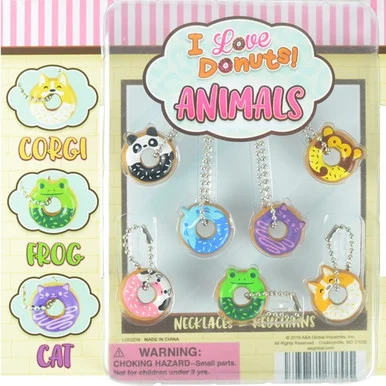 Animal-Theme Donut Necklace & Keychain Mix 1″Capsules
