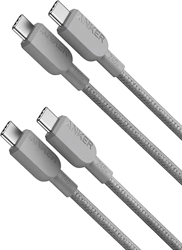 Anker USB C to USB C Cable(2Pack,6FT),240W USB C Charger Cord Fast Charge for iPhone 16/15 Series, MacBook Pro 2020,iPad Air 4 and More (USB 2.0,Red)