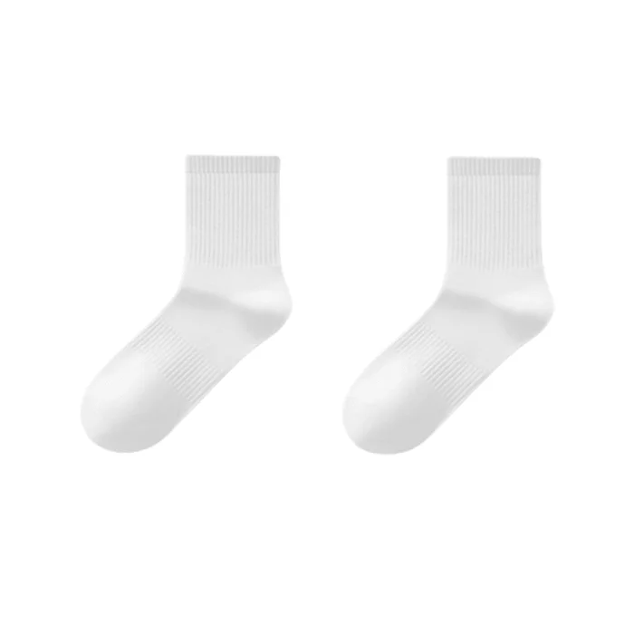 Anti Odor Sweat Absorbing Breathable Business Sports Socks White In Tube Sock 2 Pairs
