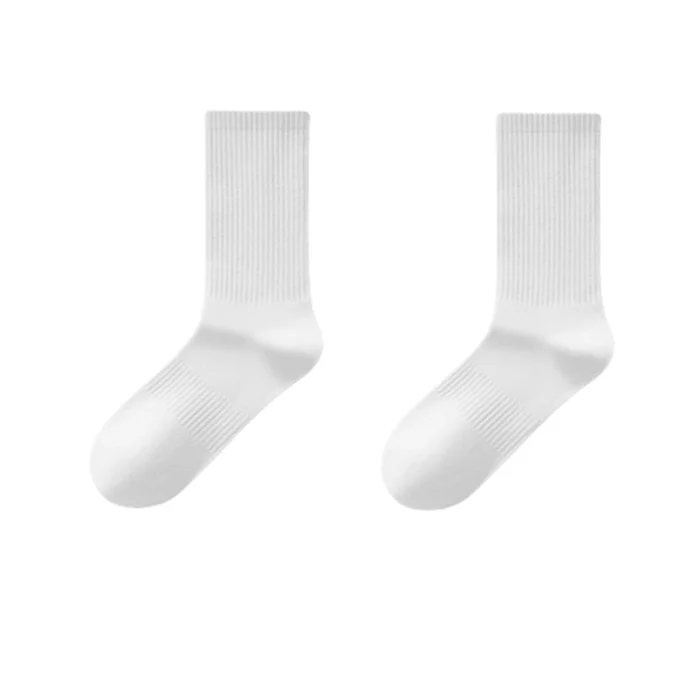 Anti Odor Sweat Absorbing Breathable Business Sports Socks White Stockings 2 Pairs