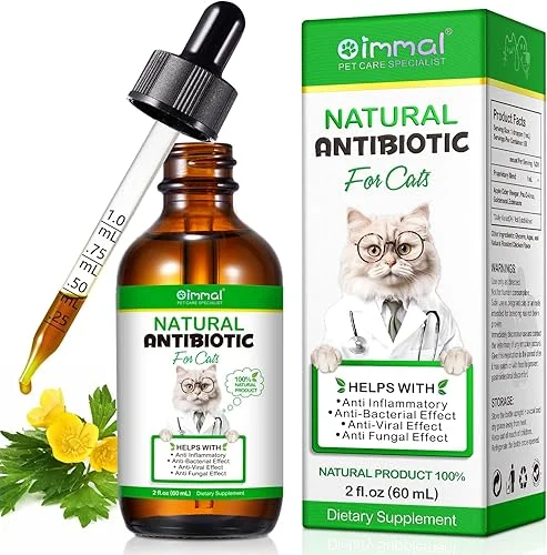 Antibiotics for Cats, Premium Cat Antibiotics Supplemen, Natural Antibiotic for Cats, Pet Supplements, Cat Antibiotics Supports Immune & Cats Allergy Relief, Cats Multivitamin – 2 Fl Oz / 60ML