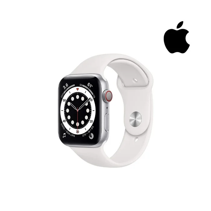 Apple Watch Series 6 (GPS + Cellular) 44mm Aluminum + White Sport Band)