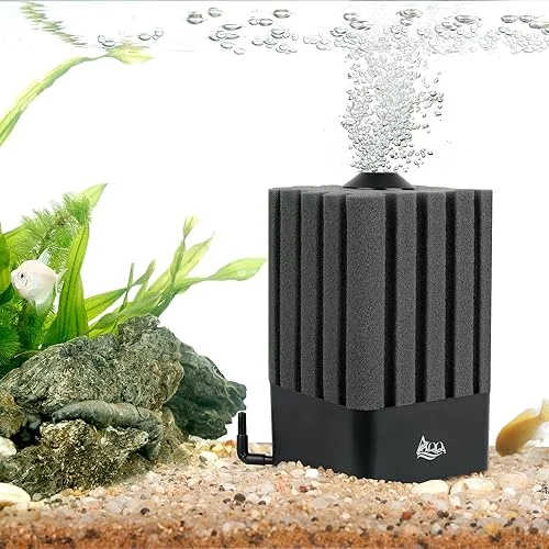 AQQA Aquarium Sponge Filter Submersible Fish Tank Filter Ultra Quiet Aeration Bio Sponge Corner Filter for Breeding Fry Betta Shrimp Fish Tank (Small for 5-20 Gallon)