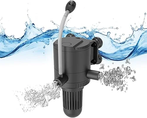 AquaMiracle Powerhead Pump with Double Water Outlet & Aeration, 135GPH Fish Tank Water Pump Wave Maker, Submersible Aquarium Circulation Pump for 10-40 Gallon Tanks