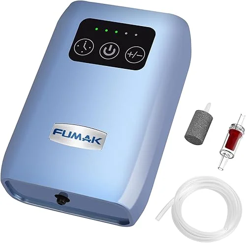 Aquarium Air Pump, USB Rechargeable Lithium Battery Powered Portable Air Pump for Fish Tanks, AC/DC Dual Mode Oxygen/Aerating Pump for Outdoor Fishing, Emergency, Power Cuts