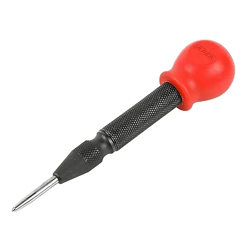 ARES 10022 – Automatic Center Punch – 5-Inch Adjustable Spring-Loaded Tool – Anti-Slip Knurled Grip – Durable S2 Steel Tip
