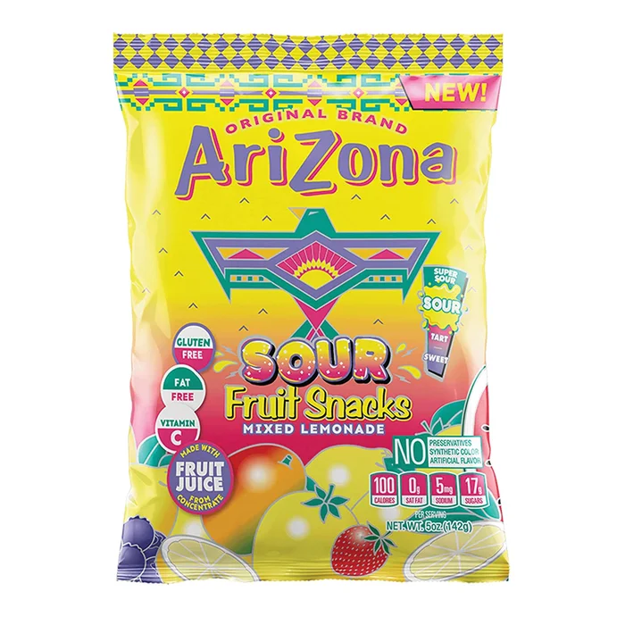 AriZona Sour Fruit Snacks, Mixed Lemonade – 5 Ounce Bag
