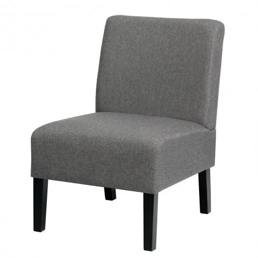Armless Accent Chair with Rubber Wood Legs -Gray