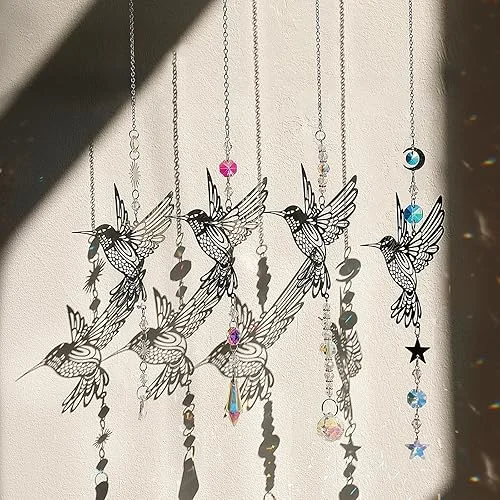 Artilady Suncatcher Crystal Wind Chimes – Large Sun and Moon Sun Catcher for Windows Hanging Prism Crystals Boho Home Garden Backyard Room Ceiling Decor Christmas Birthday Gift for Women