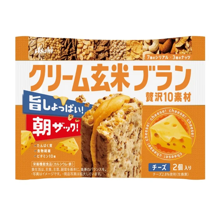 Asahi Cream Genmai Bran Cheese Cream Energy Bar – 30 g | 10‑Grain + Cheese Filling | Fiber & Vitamins Boost Snack