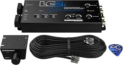 AudioControl LC2i PRO 2-Channel Line Output Converter with Wireless Qi Universal Phone Charger Kit. Impedance Matching, AccuBASS, GTO, Audio Signal Sense, 12V Turn-On and ACR-1 Dash Remote Sub Control