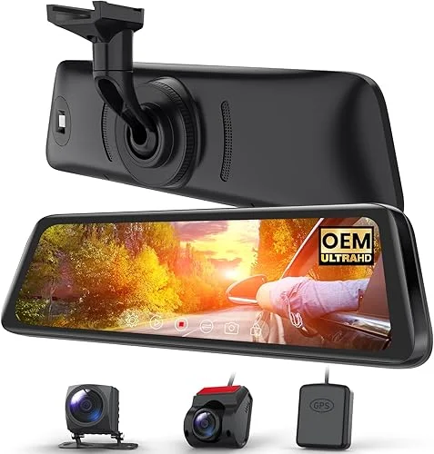 AUTO-VOX T9PRO OEM Rear View Mirror Camera with Detached Front Lens, 9.35′ Full Laminated Touch Screen Mirror Dash Cam Front and Rear with No Glare, Super Night Vision Backup Camera for Car/Truck