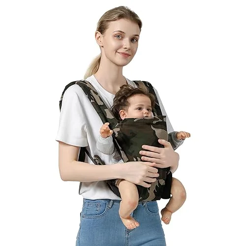 Baby Carrier Newborn to Toddler(7-30lbs), Stylish Baby Hip Carrier with Adjustable Strap, Easy to Wear Infant Holder Carrier with Windproof Cap, One Size Fits All, Camouflage