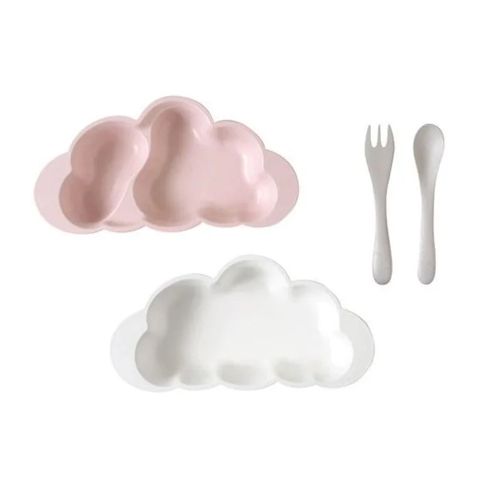 Baby Cloud-Shaped Double Layer Dinner Set Pink 4-piece Set