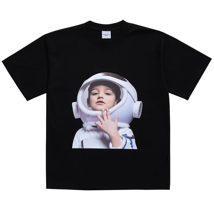 BABY FACE SHORT SLEEVE T-SHIRT BLACK ASTRONAUT SIZE 2