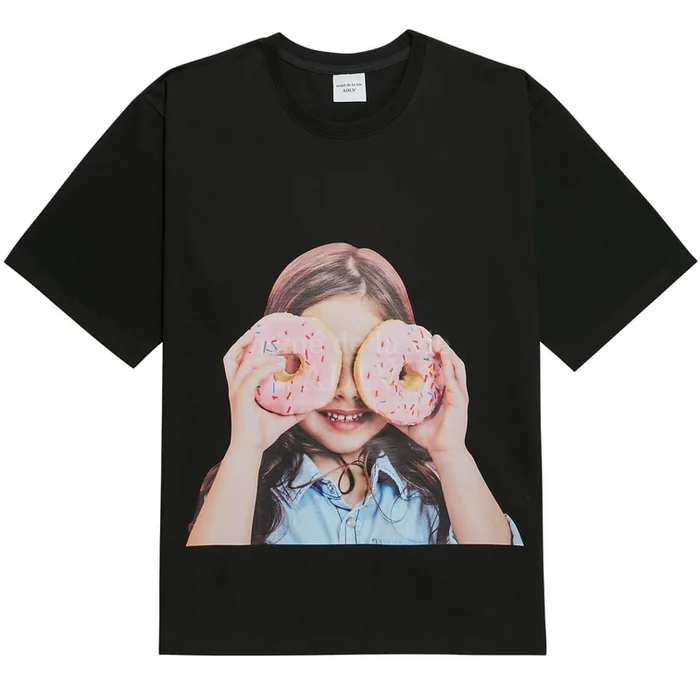 BABY FACE SHORT SLEEVE T-SHIRT BLACK DONUT 3 SIZE 1