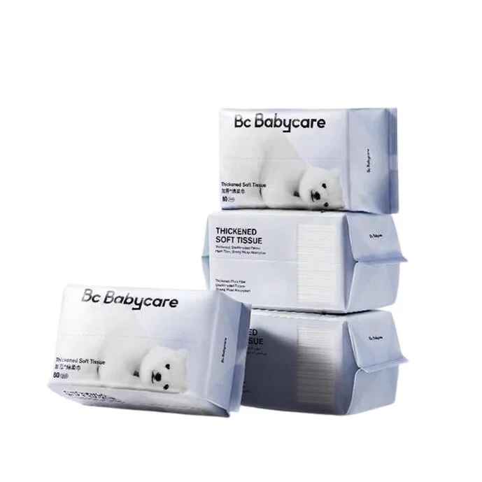 Babycare Bear Towel Dry and Wet Soft Towel 80 Pumps*4 Packs