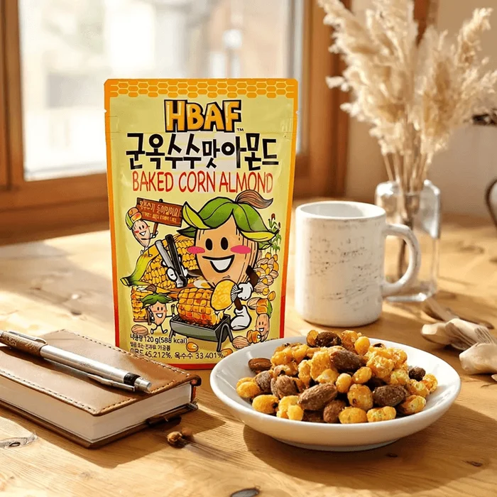 Baked Corn Almond 4.23 oz【Korean Popular Nut Snacks】