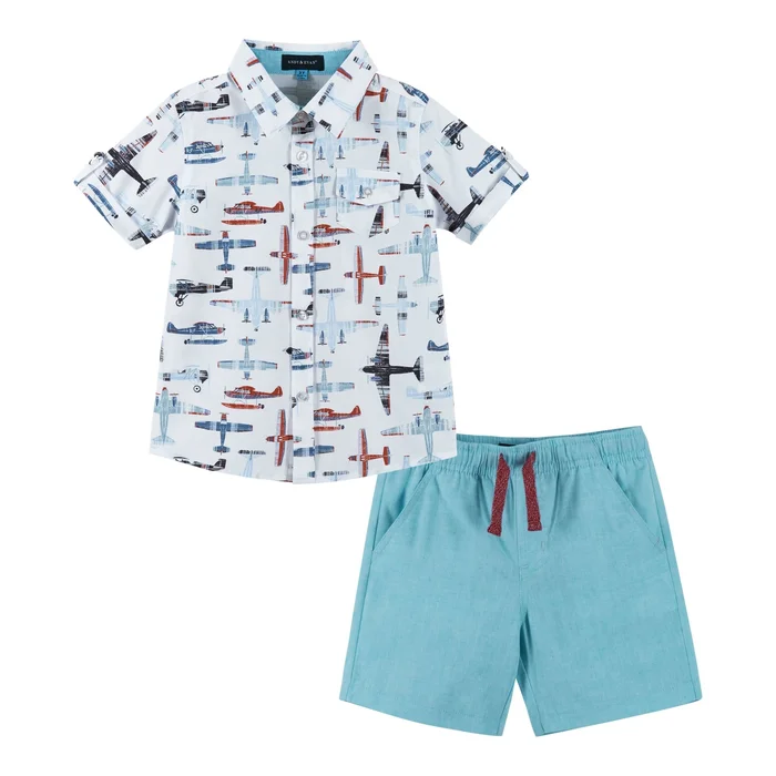 Bamboo Airplanes Buttondown Set