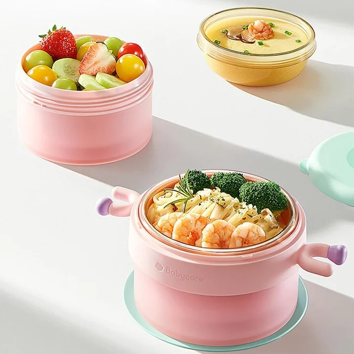 BC BABYCARE Jelly Insulated Suction Bowl (Baby Food), Willet Pink, 400ml