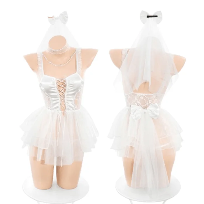 Beaded Embellished Front Strap Bridal Set Sexy Pure Desire Buttock Free Erotic Lingerie 1 Piece