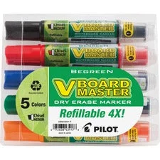 Begreen V Board Master Dry Erase Marker, Medium Chisel Tip, Assorted Colors, 5/pack