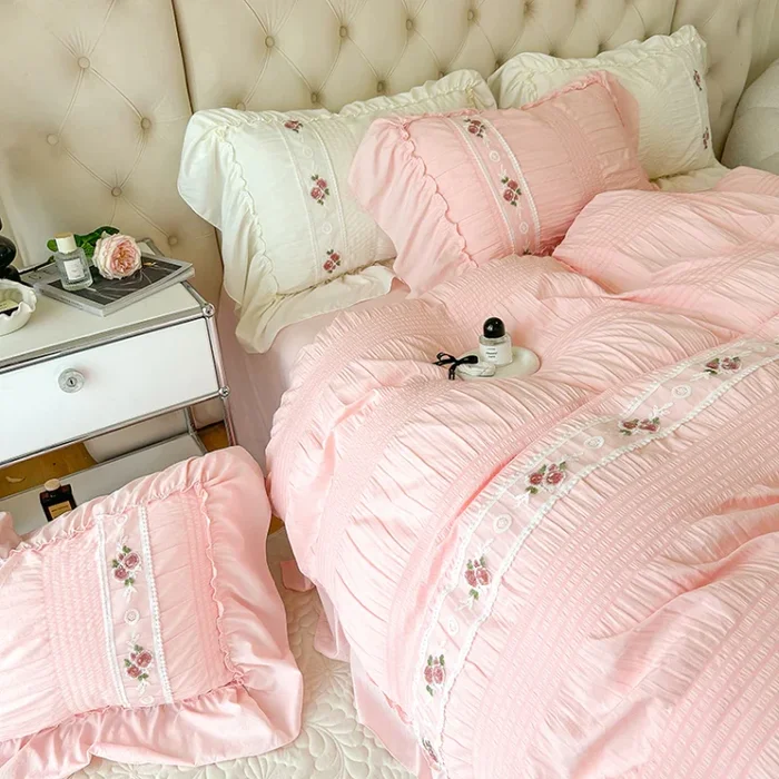 Belle Blooms Bedding Set Pink Double Size