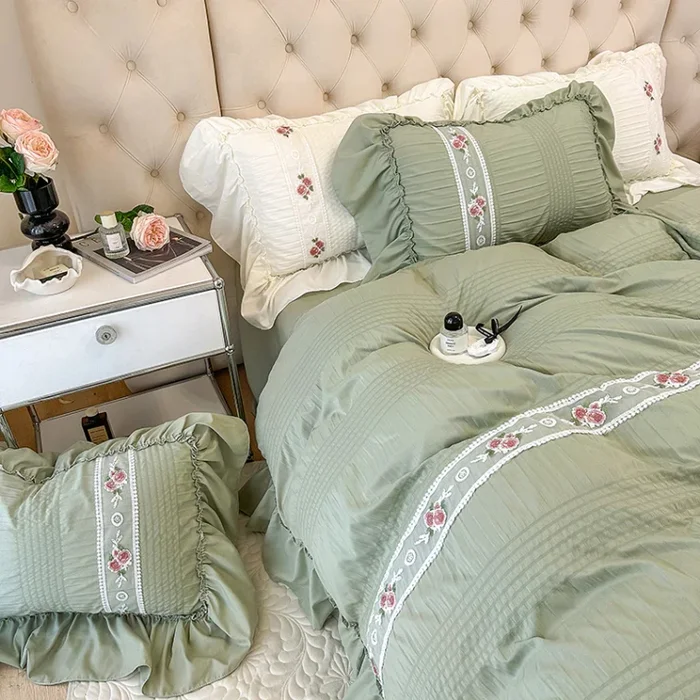 Belle Blooms Bedding Set Sage Double Size