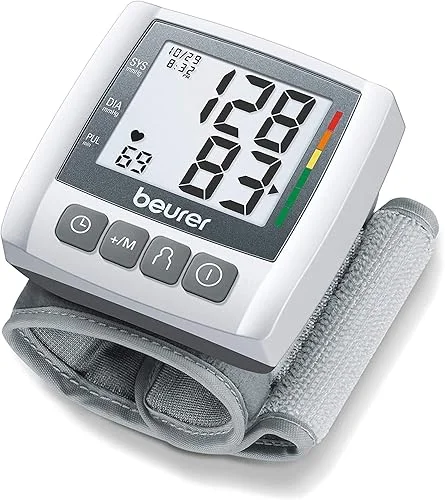 Beurer Wrist Blood Pressure Machine with Adjustable Blood Pressure Cuff – Automatic & Digital Wrist Blood Pressure Monitor, 2×60 Memory Reading, XL LCD Display – Home BP Monitor, BC30